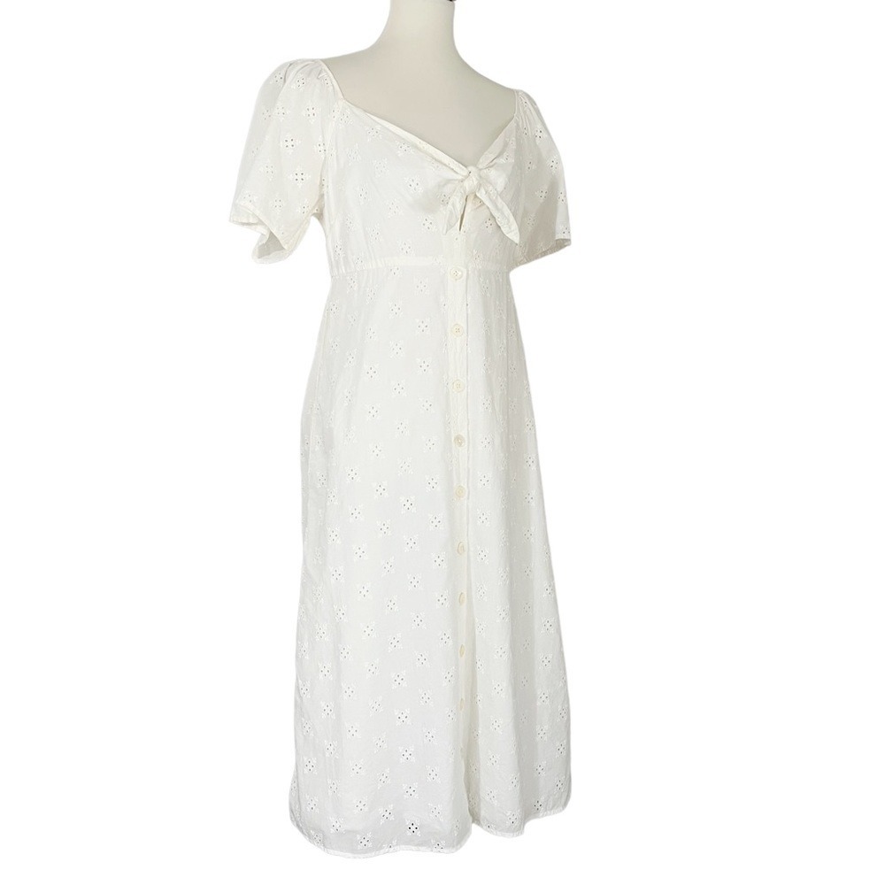 Madewell Eyelet Tie-Front Midi Dress - Picture 4 of 12